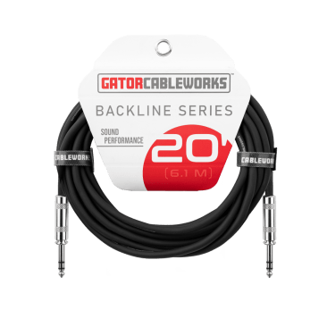 a professional 20-foot balanced patch cable featuring ¼-inch TRS male to ¼-inch TRS male connectors